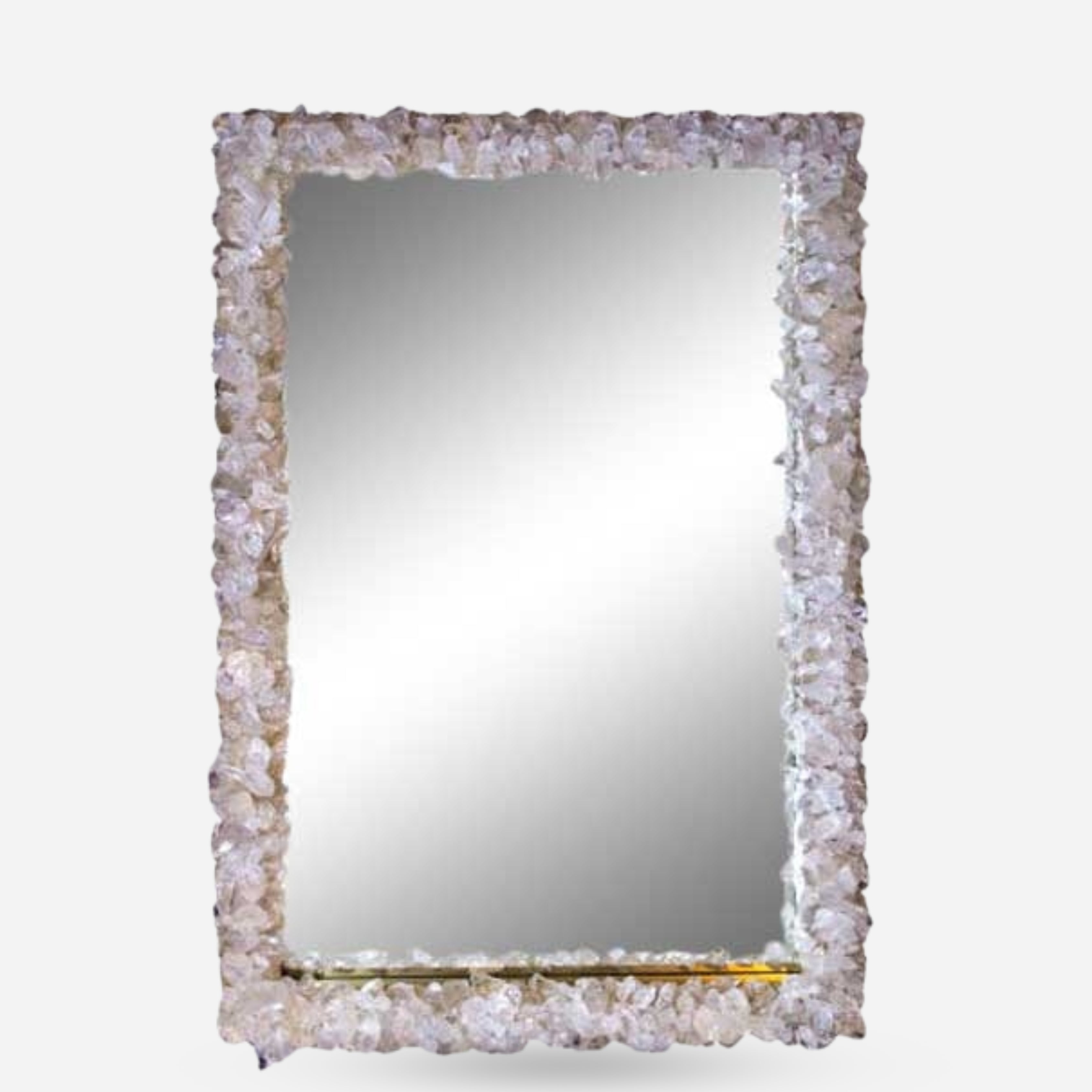 Clear Quartz Rock Crystal Enrusted Rectangular Mirror