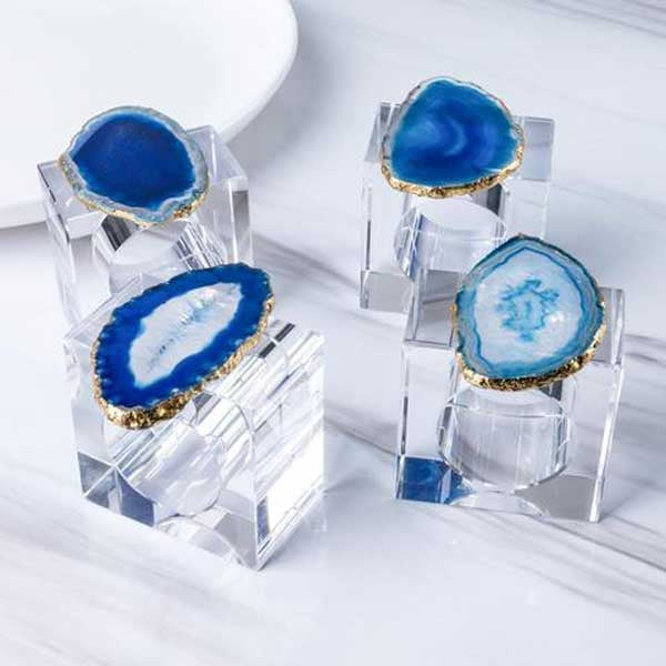 4 Agate Geode Napkin Rings