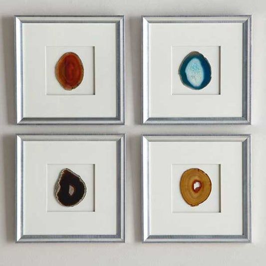 Blue Agate Stone Trio Framed Wall Art