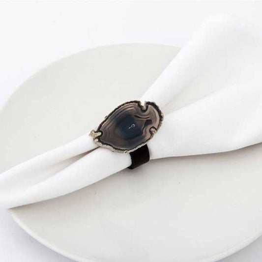 Agate Geode & Leather Napkin Rings