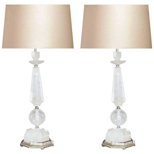 Pair of Rock Crystal QuartzTable Lamps