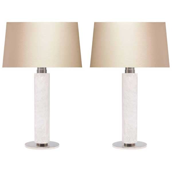 Pair of Rock Crystal QuartzTable Lamps