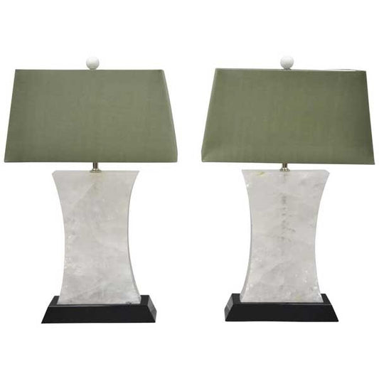 Pair of Rock Crystal QuartzTable Lamps