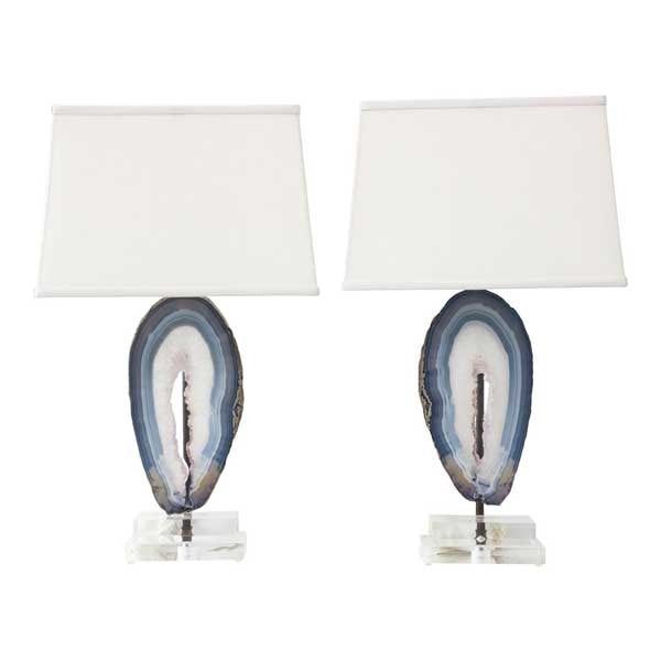 Agate Table Lamps - a Pair