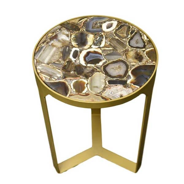 Round Agate Composite Side Table