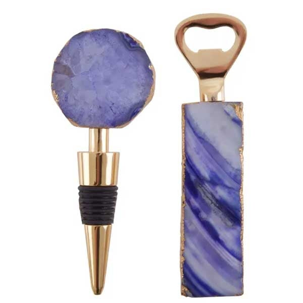 Agate Bottle Opener & Stopper Set