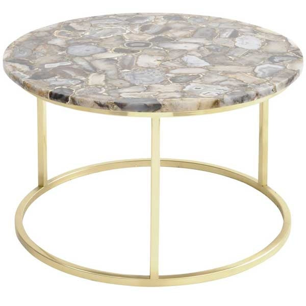 Agate Round Coffee Table On Brass Frame