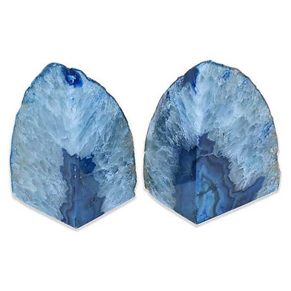 2 Agate Bookends in Blue