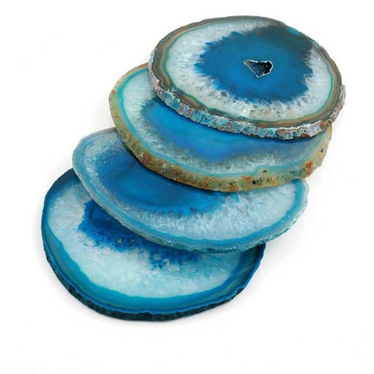 4 Turquoise Colored Agate Coaster Set