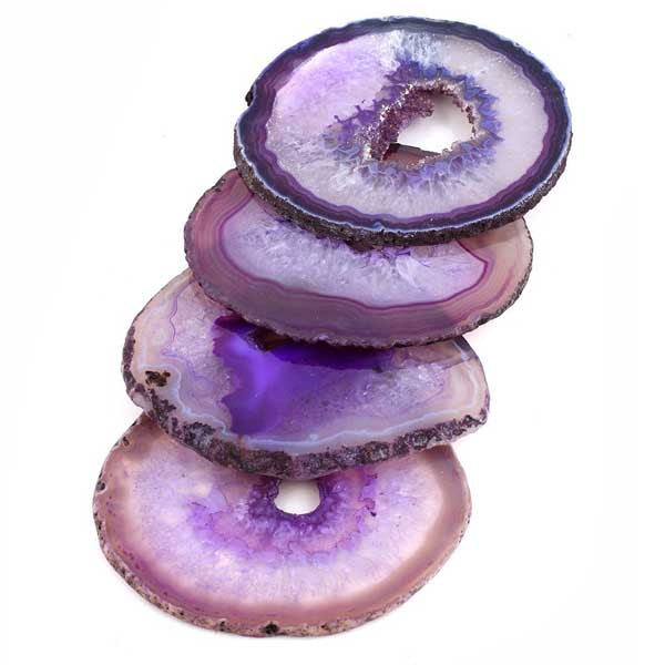 4 Purple Agate Coaster Set