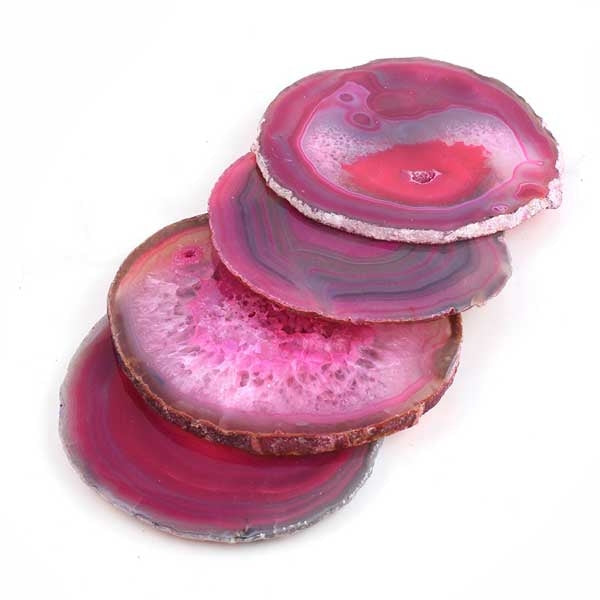 Pink Agate Coaster Set