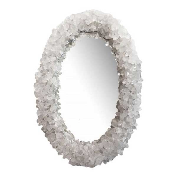 Clear Quartz Rock Crystal Enrusted Rectangular Mirror