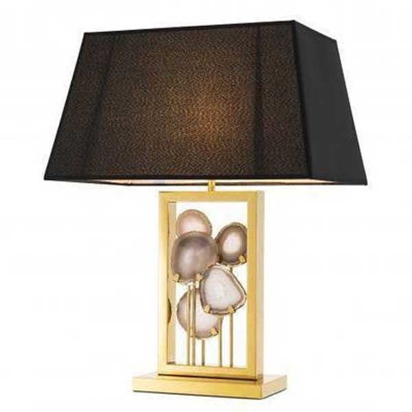 Table Lamp Agate Decor - Gold Finish