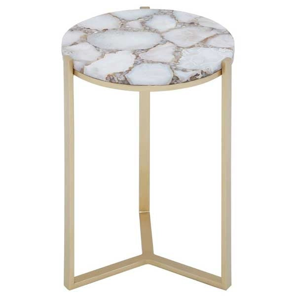 Ivory & Gold Agate Side Table