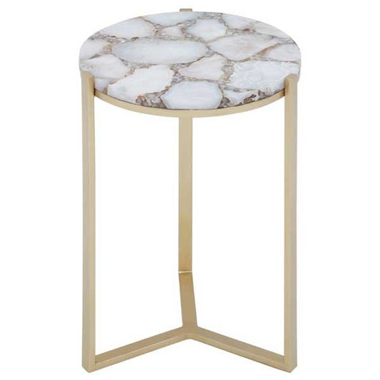 Ivory & Gold Agate Side Table