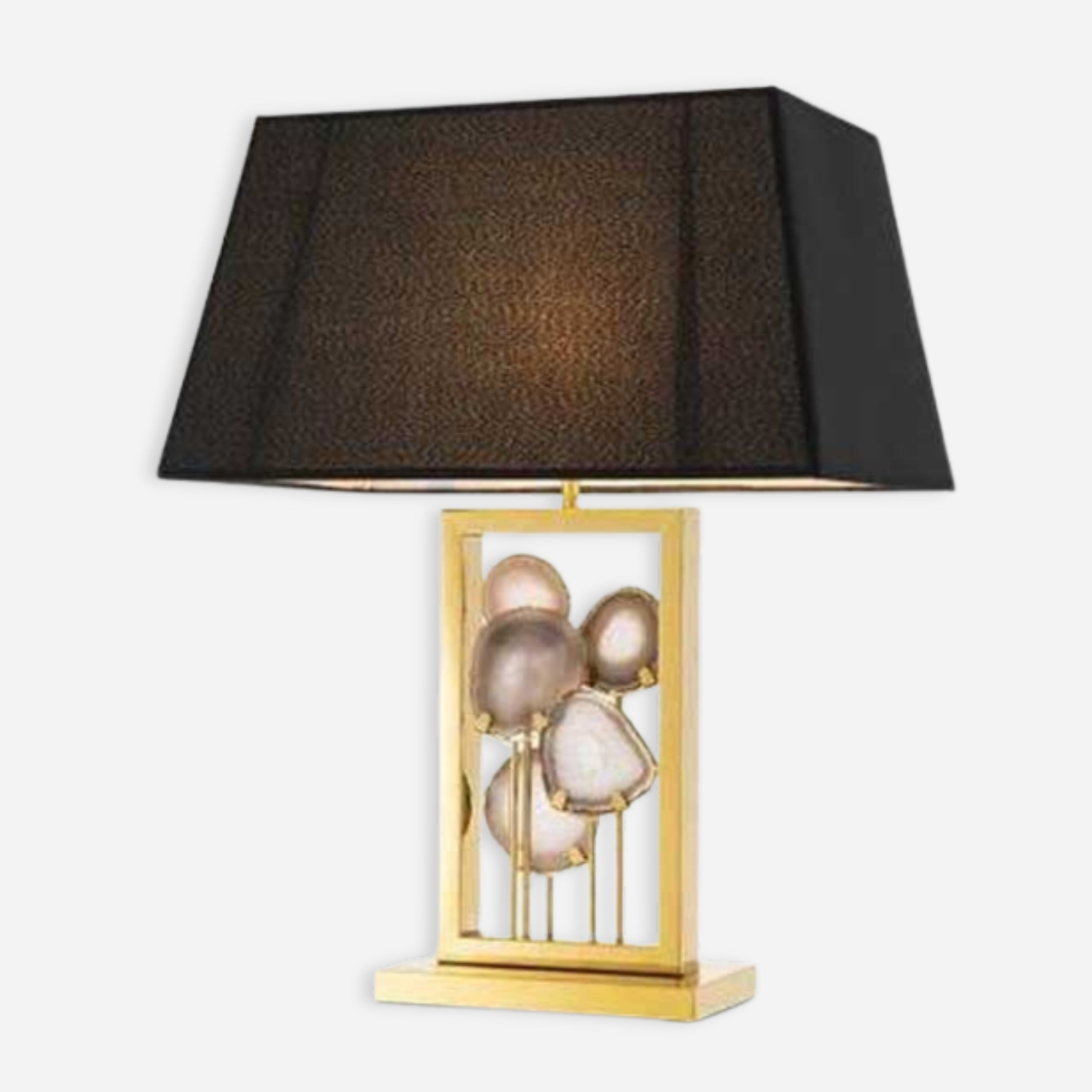 Table Lamp Agate Decor - Gold Finish