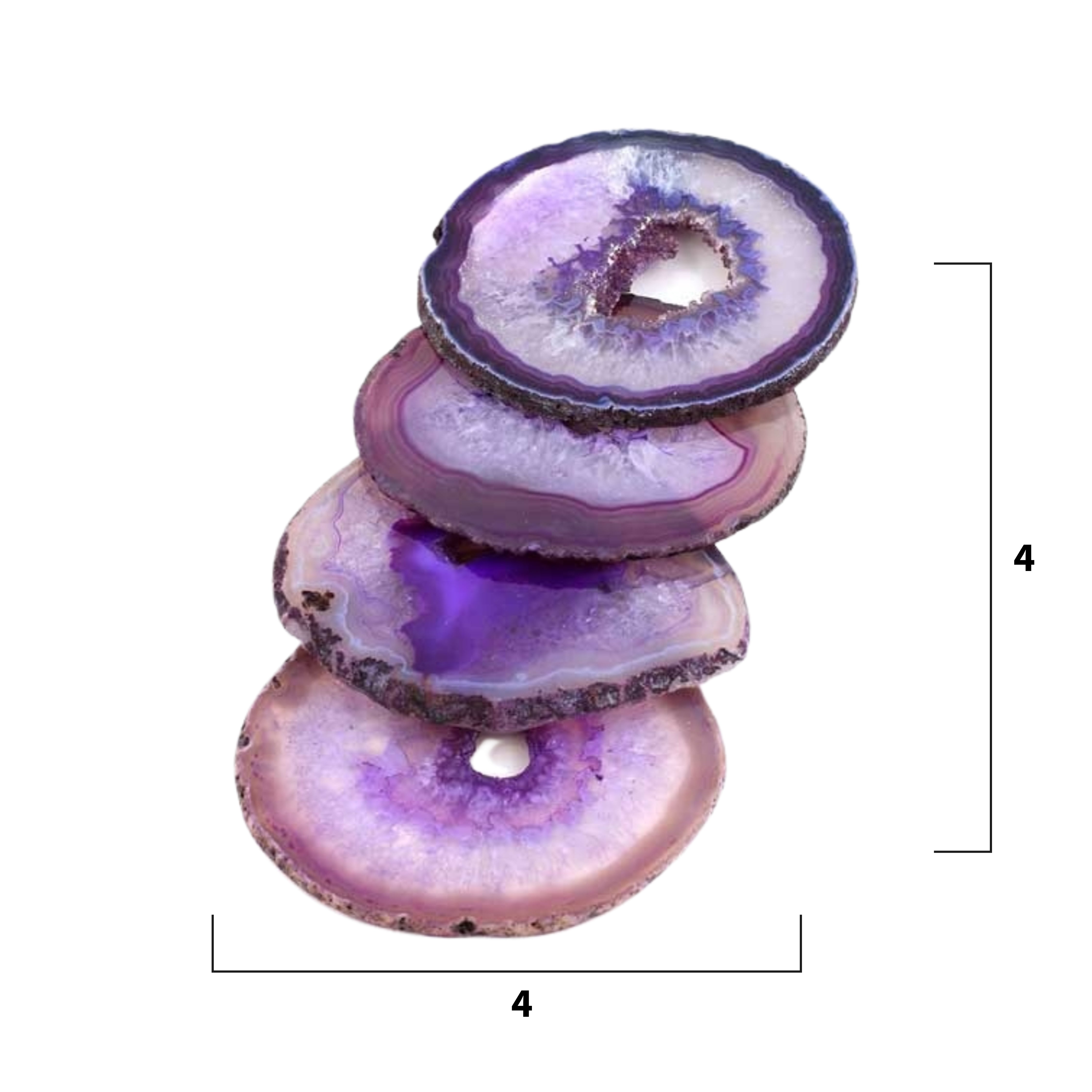 4 Purple Agate Coaster Set