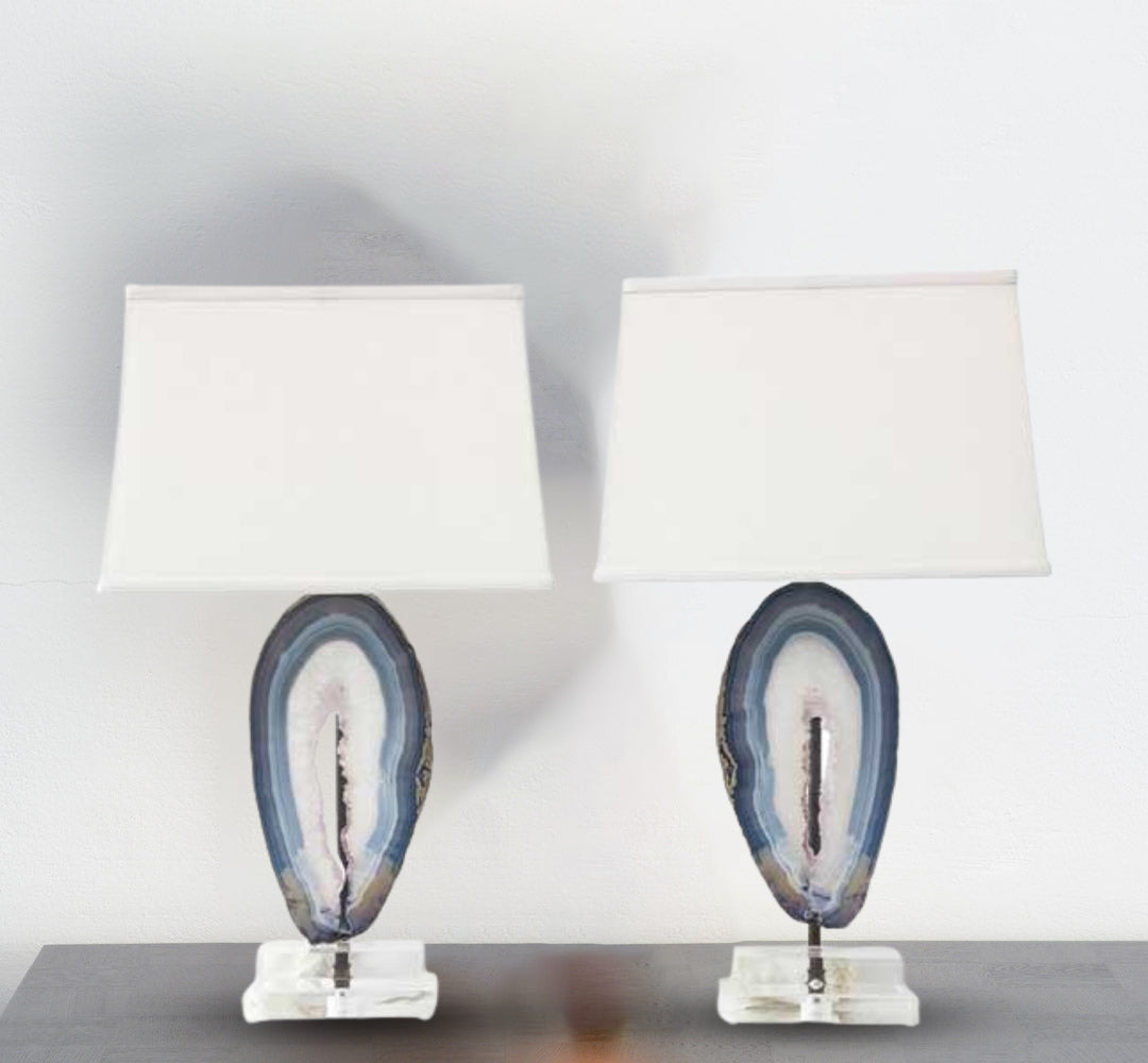 Agate Table Lamps - a Pair