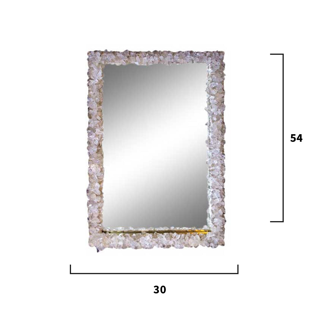 Clear Quartz Rock Crystal Enrusted Rectangular Mirror