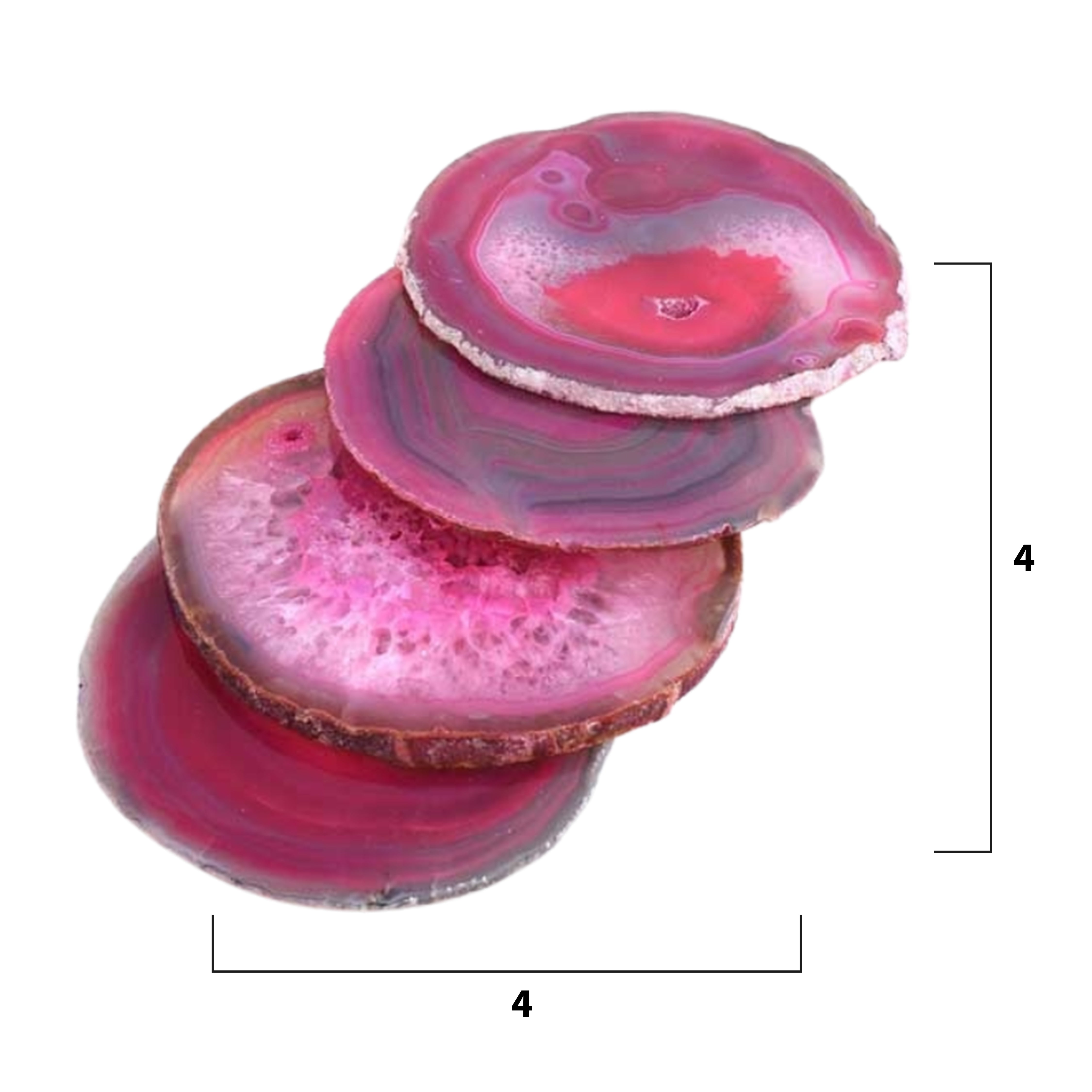 4 Pink Agate Coaster Set