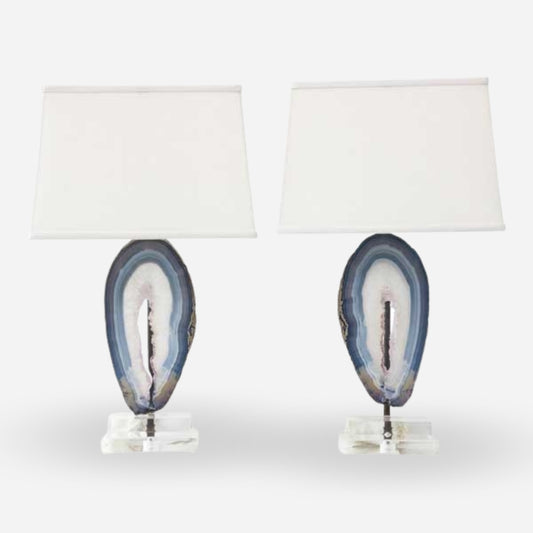 Agate Table Lamps - A Pair