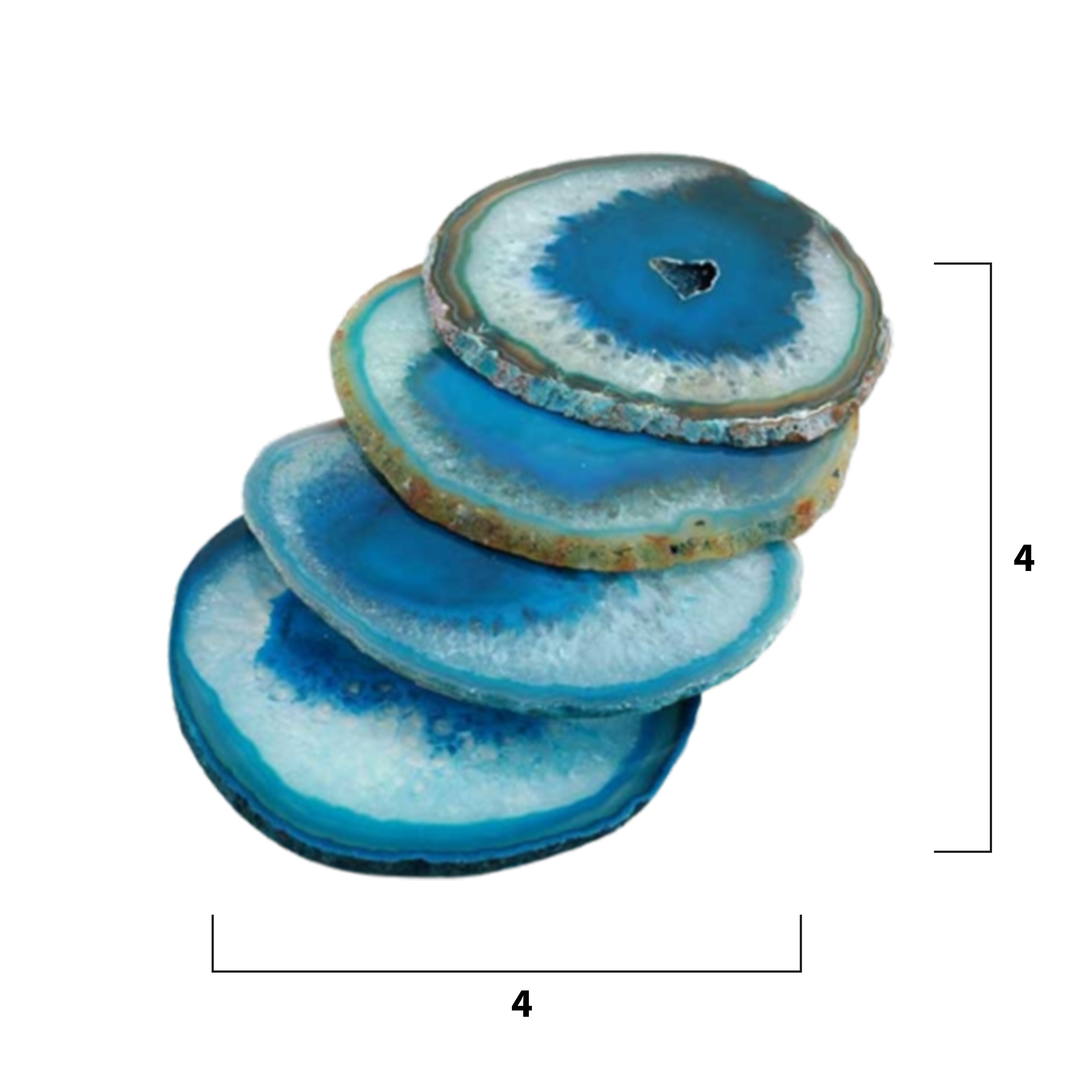 4 Turquoise Colored Agate Coaster Set