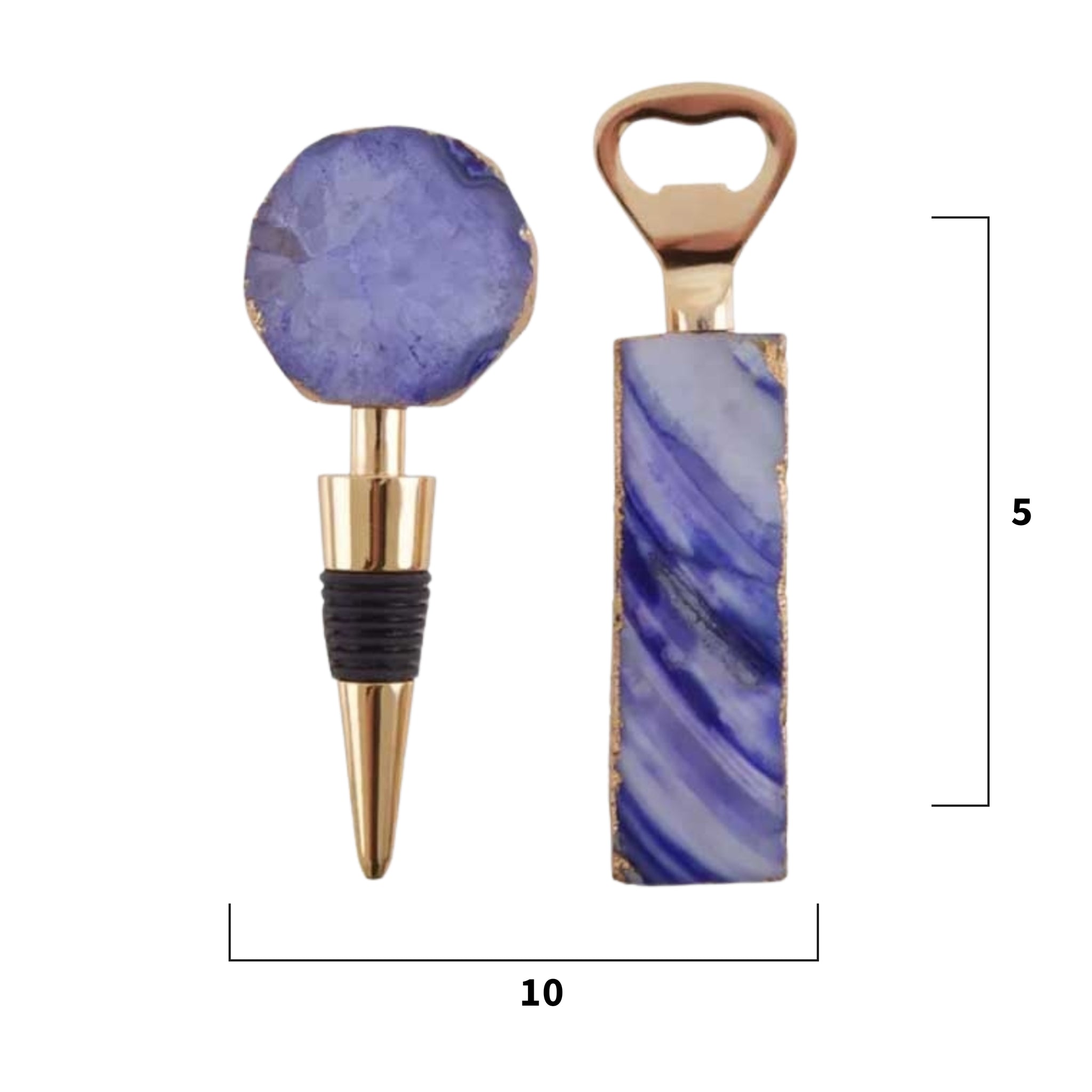 Agate Bottle Opener & Stopper Set