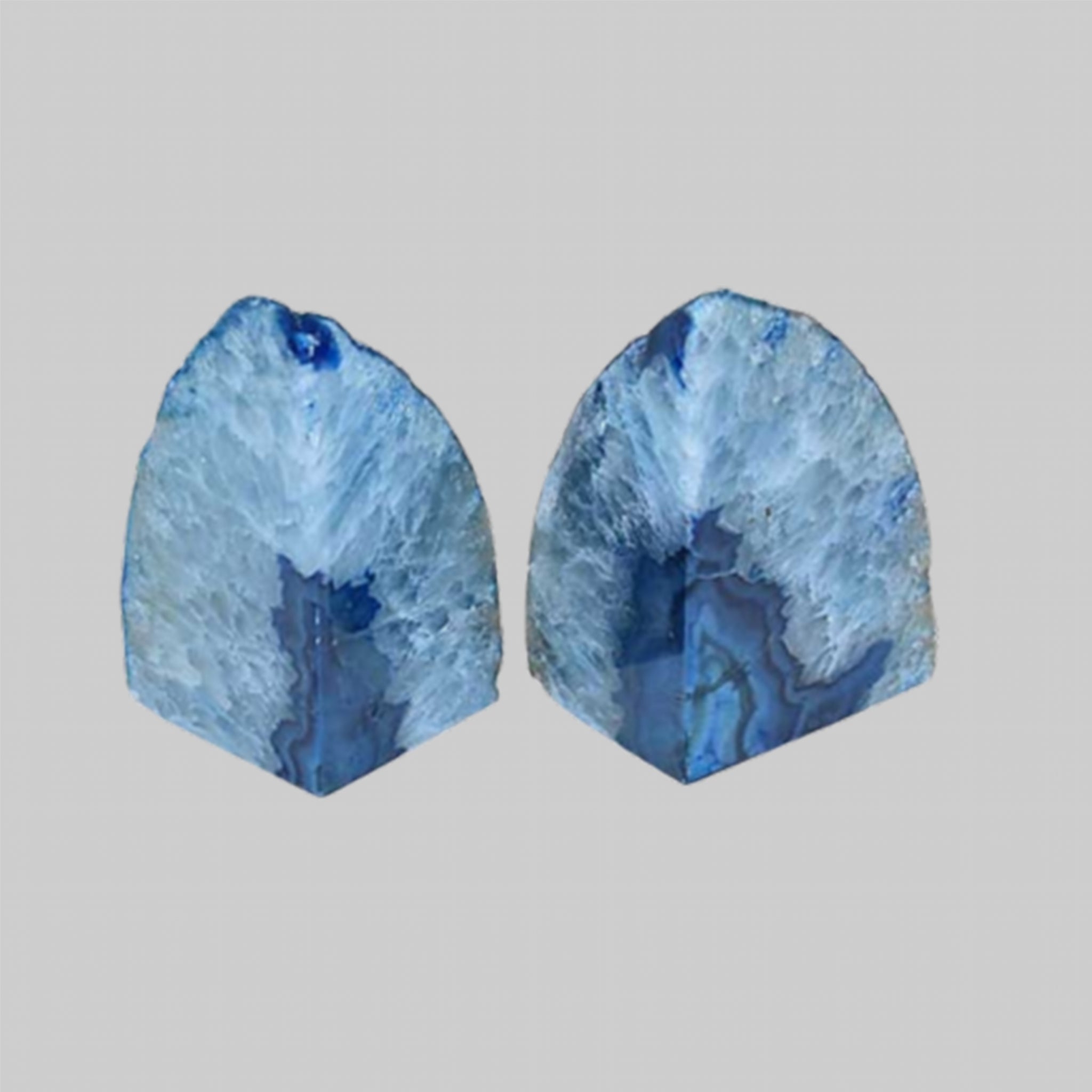 2 Agate Bookends in Blue