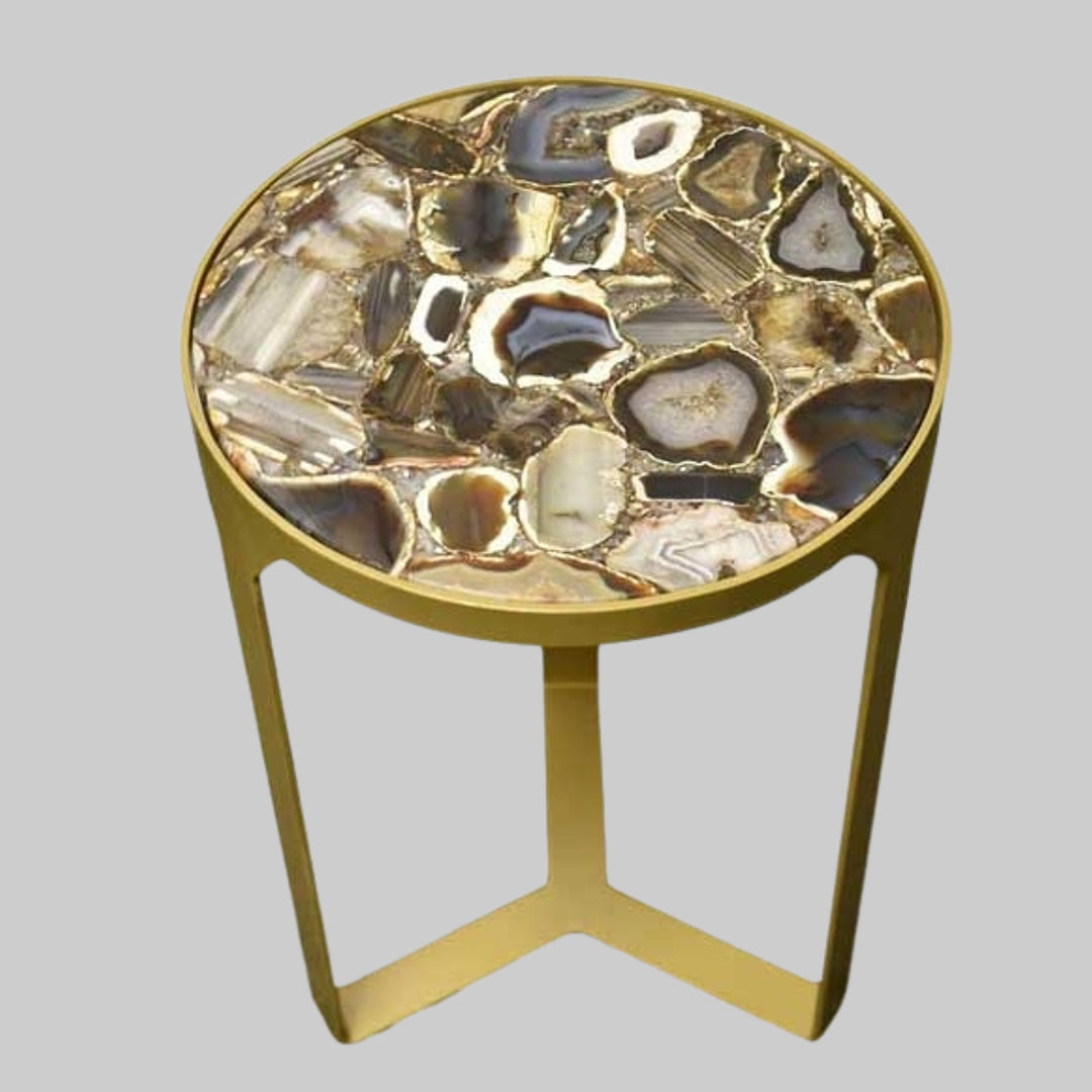 Round Agate Composite Side Table