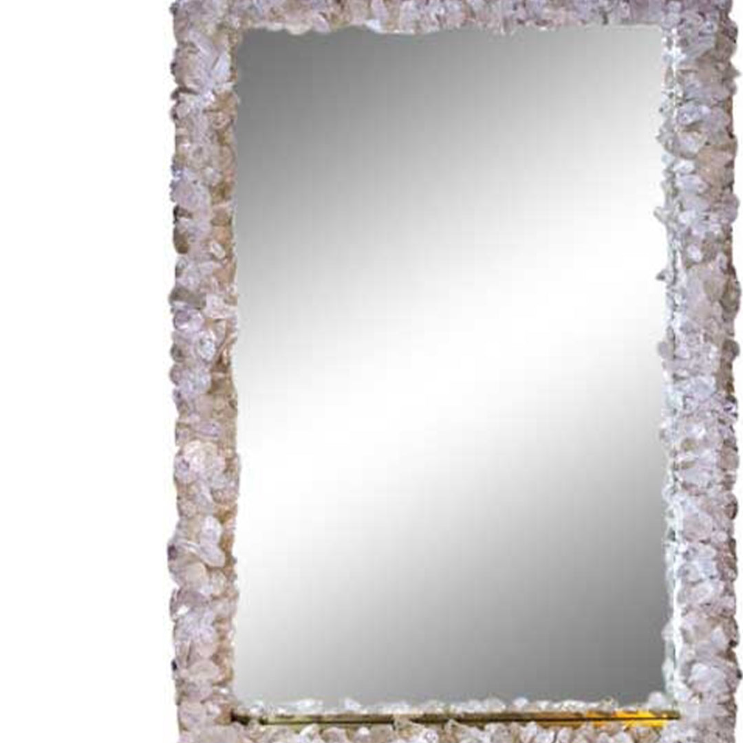 Clear Quartz Rock Crystal Enrusted Rectangular Mirror