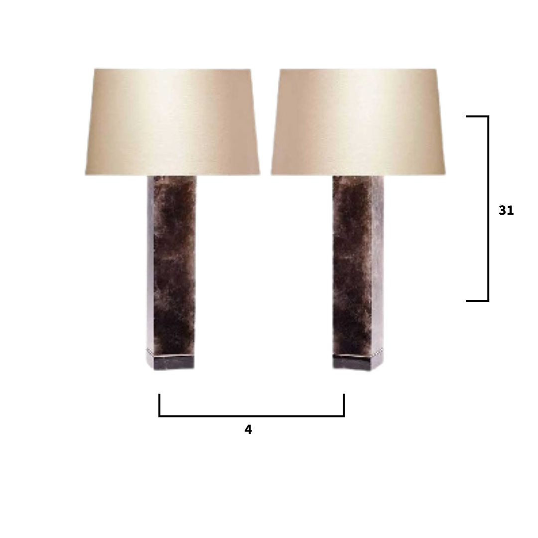 Pair of Modern Smoky Brown Rock Crystal Quartz Lamps