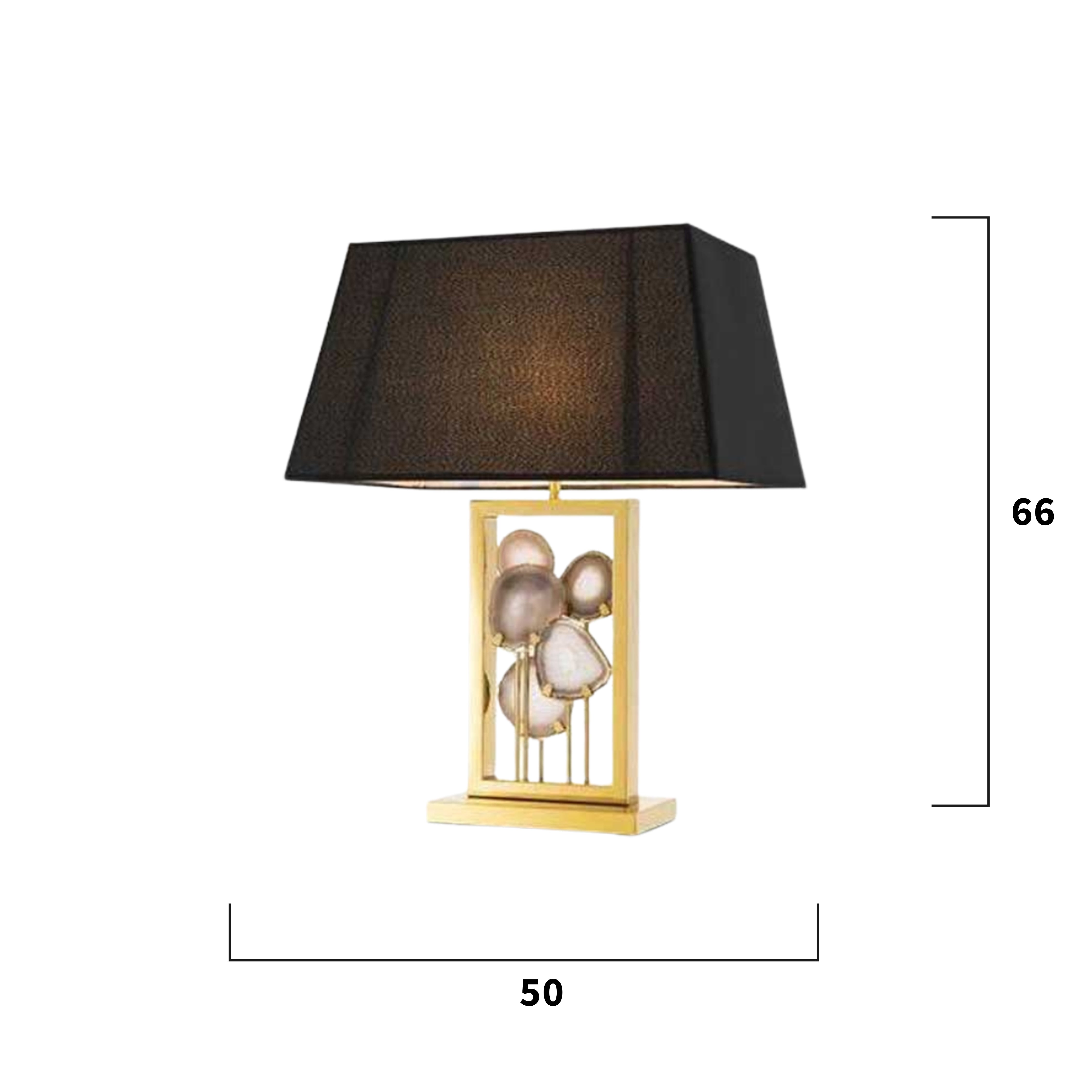 Table Lamp Agate Decor - Gold Finish