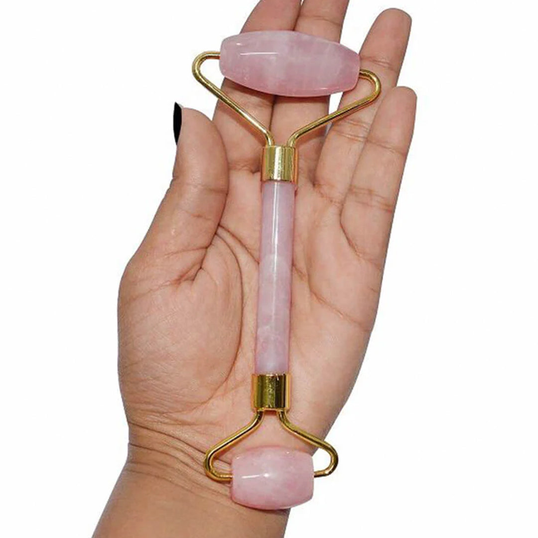 Rose Quartz Roller Slimming Face Massager and Roller Stone