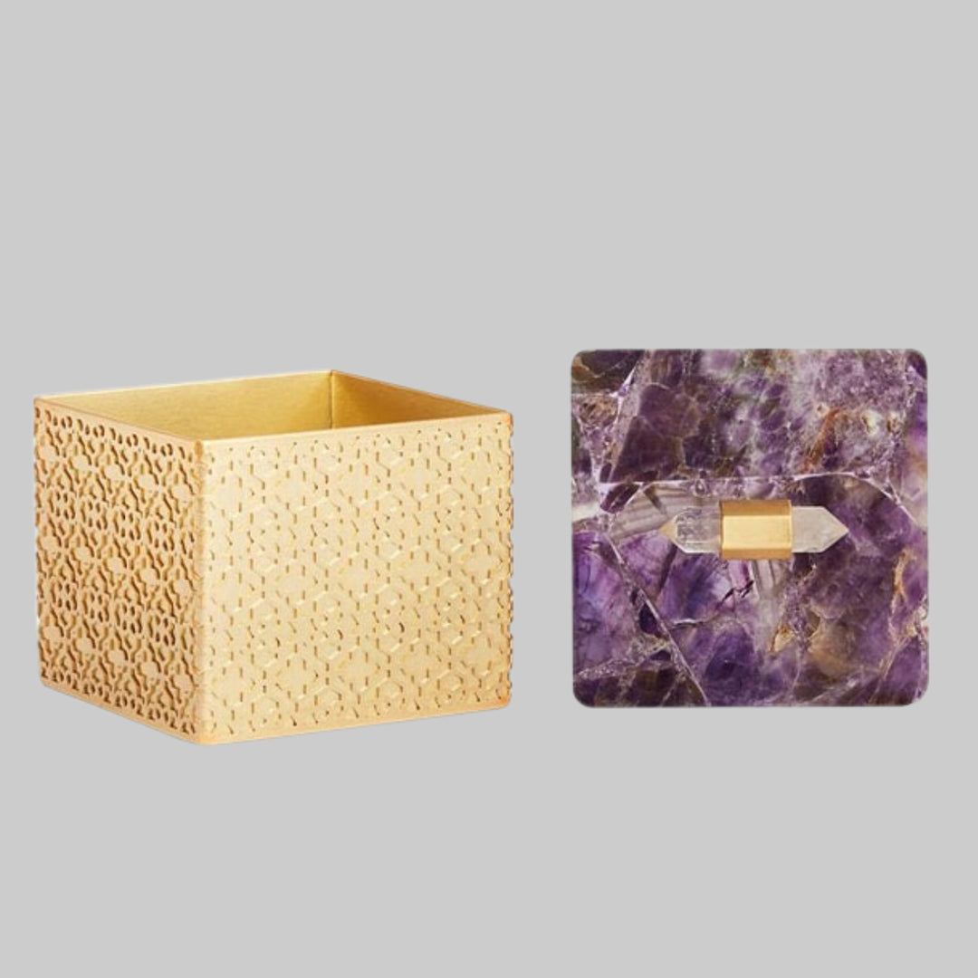 Square Filigree Box In Amethyst