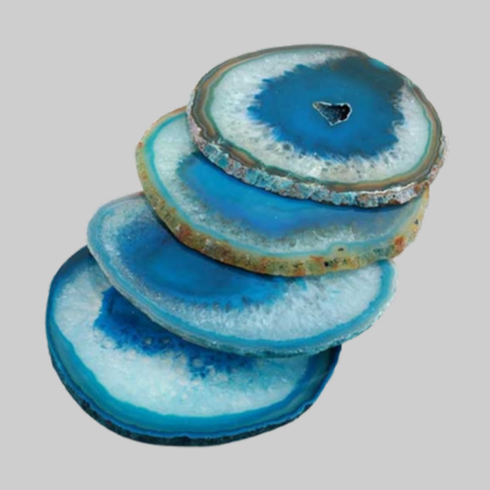 4 Turquoise Colored Agate Coaster Set