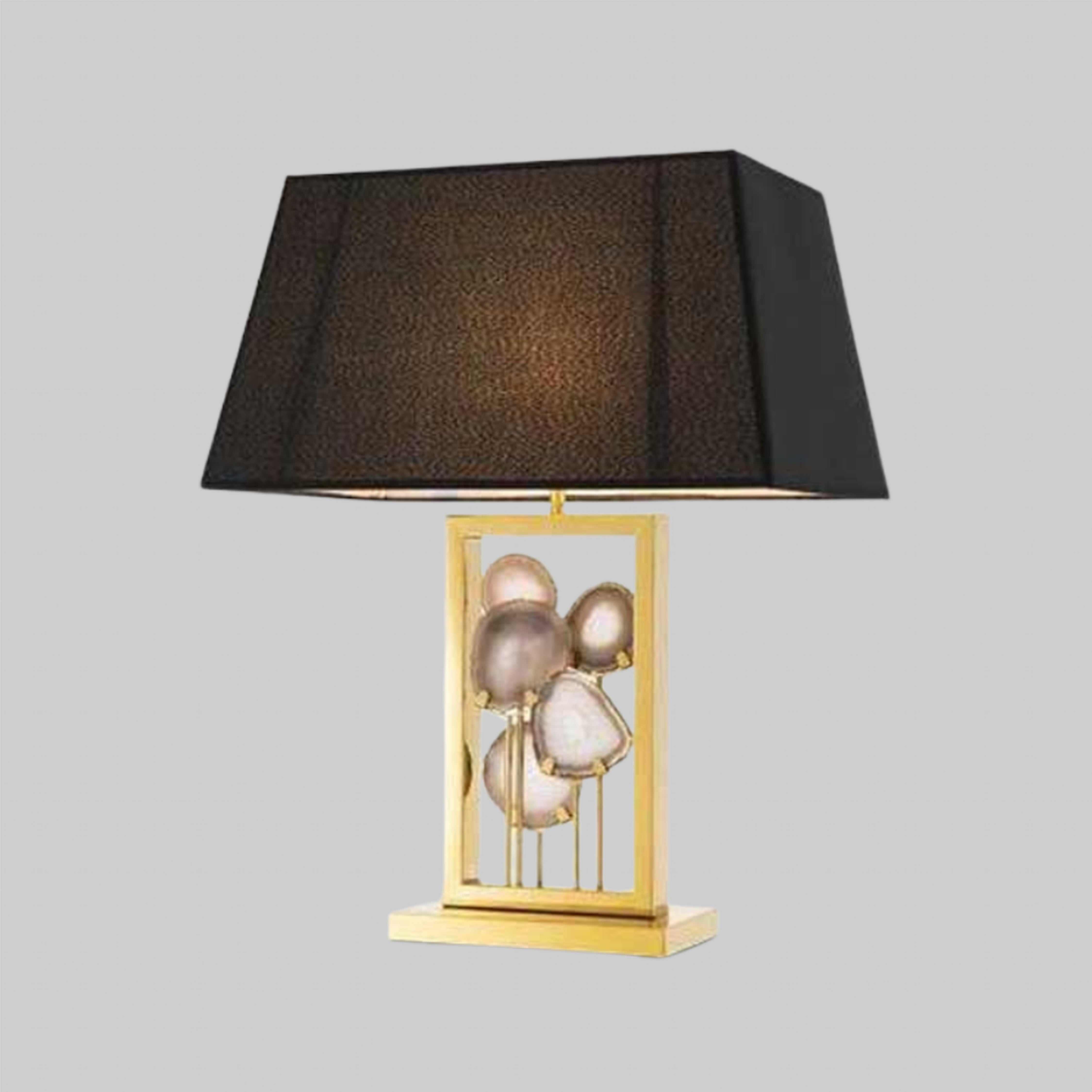 Table Lamp Agate Decor - Gold Finish