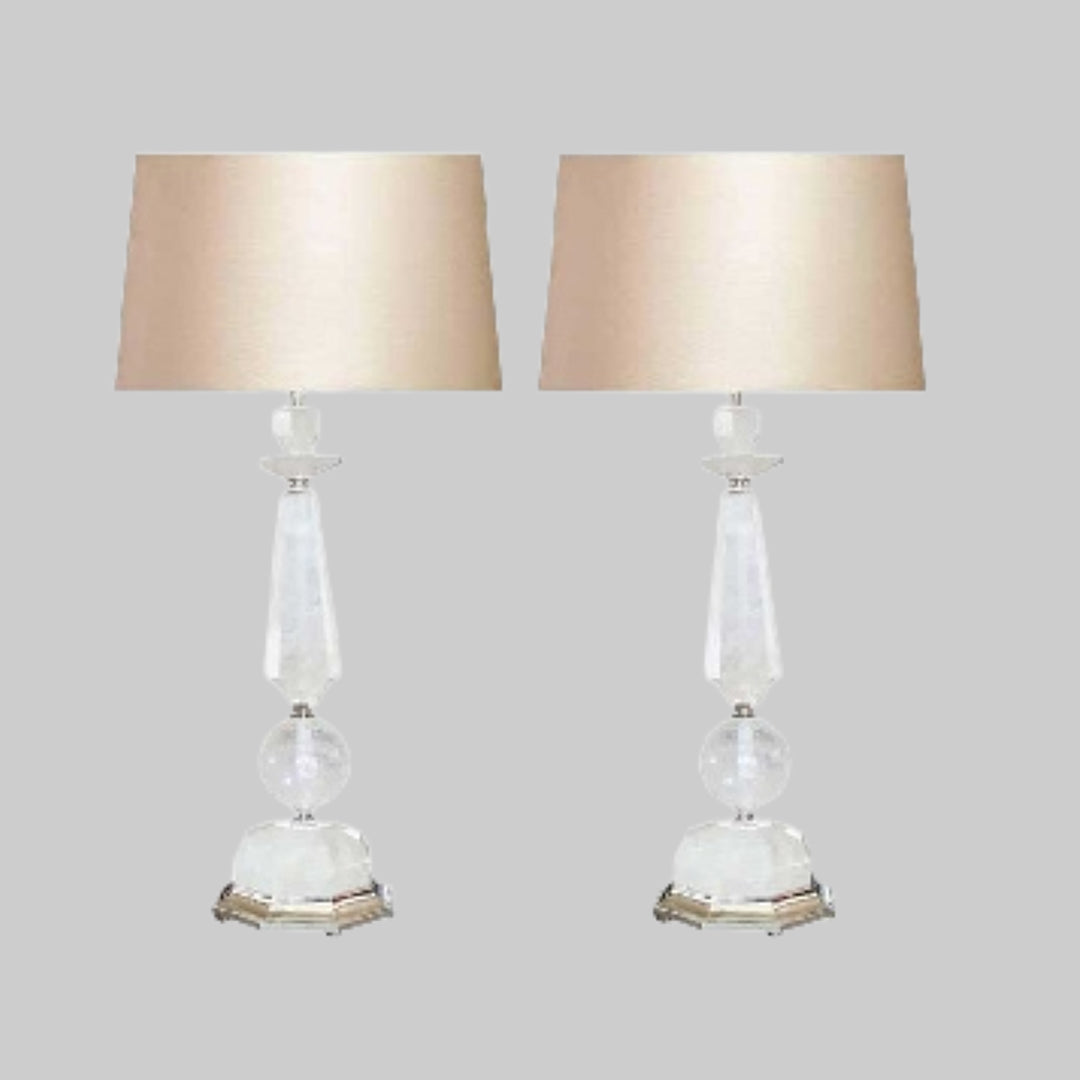 Pair of Rock Crystal QuartzTable Lamps