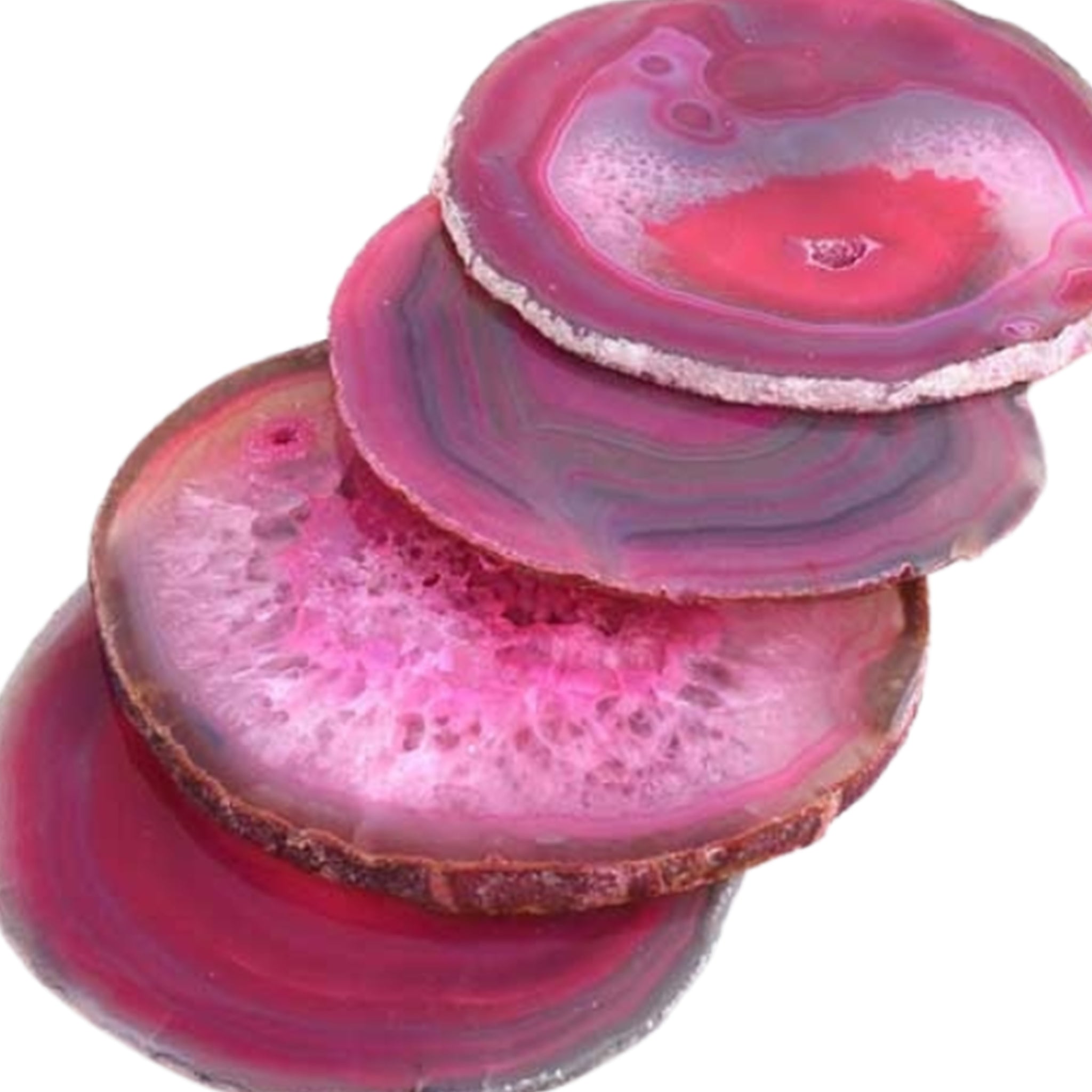 Pink Agate Coaster Set