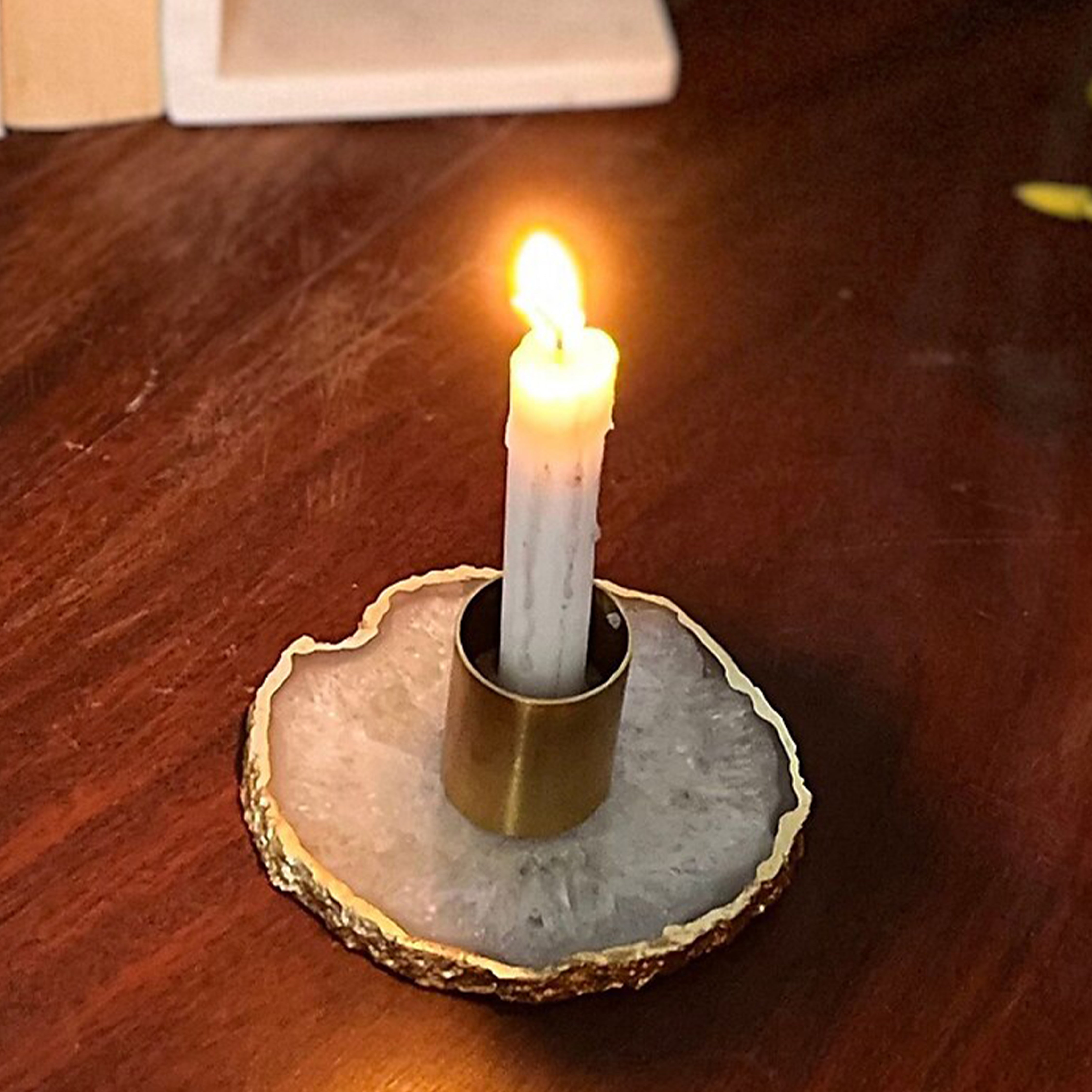 Agate Taper Candle Holder