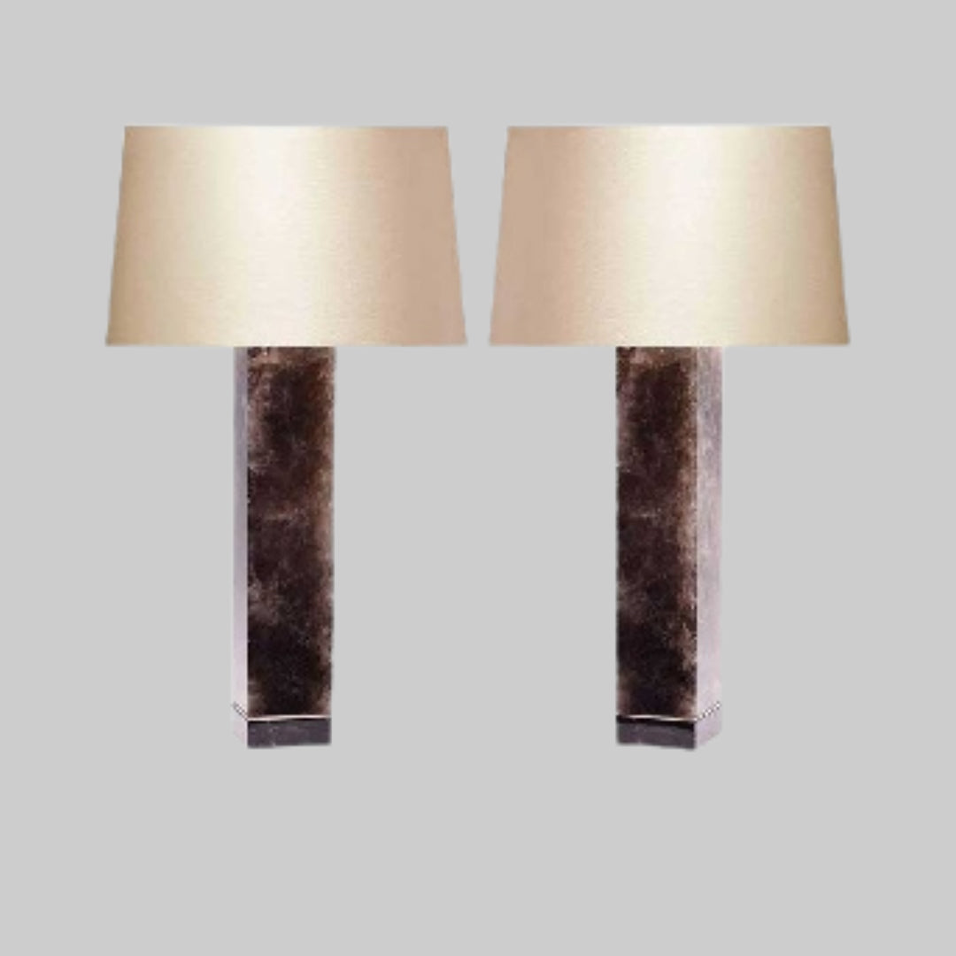 Pair of Modern Smoky Brown Rock Crystal Quartz Lamps