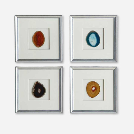 Blue Agate Stone Trio Framed Wall Art