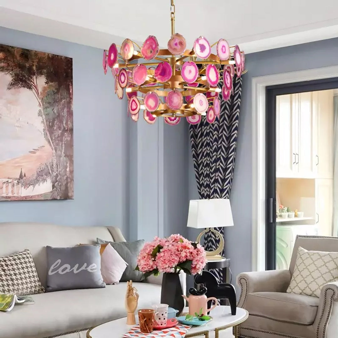 Pink Agate Chandelier