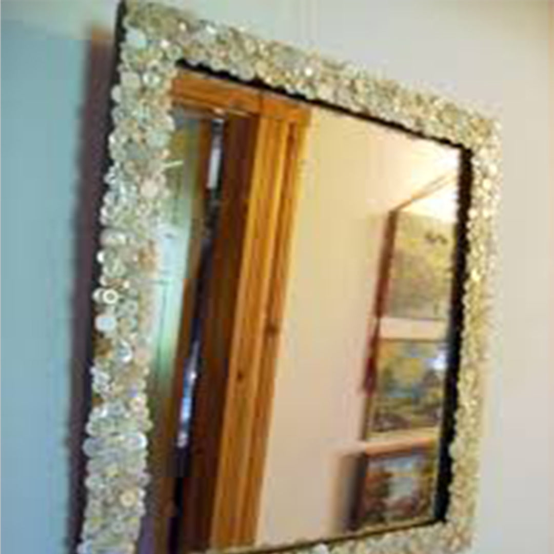 Clear Quartz Rock Crystal Enrusted Rectangular Mirror