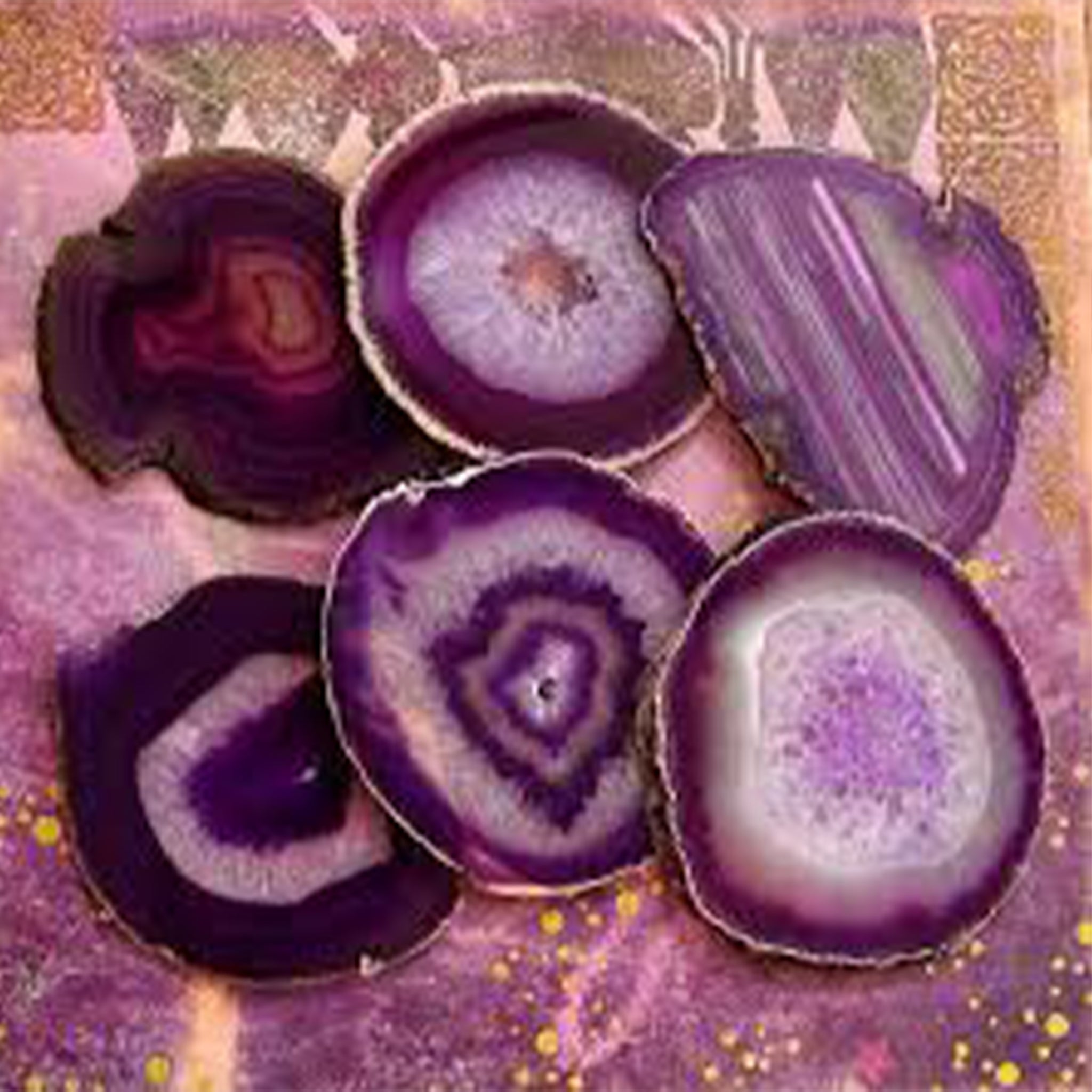 4 Purple Agate Coaster Set