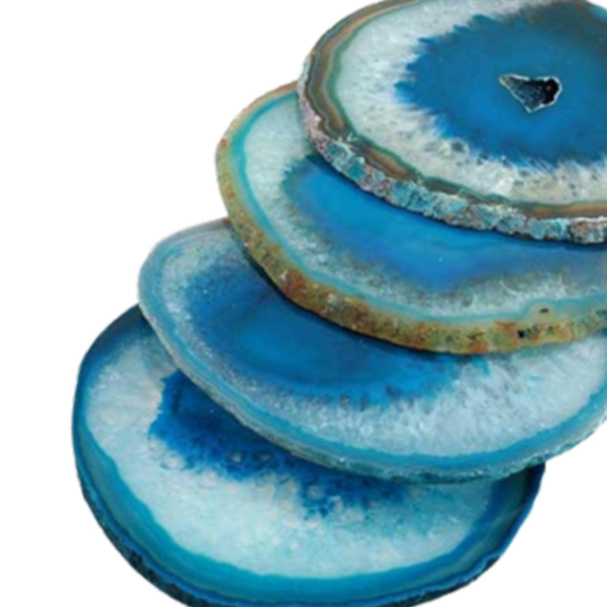 4 Turquoise Colored Agate Coaster Set