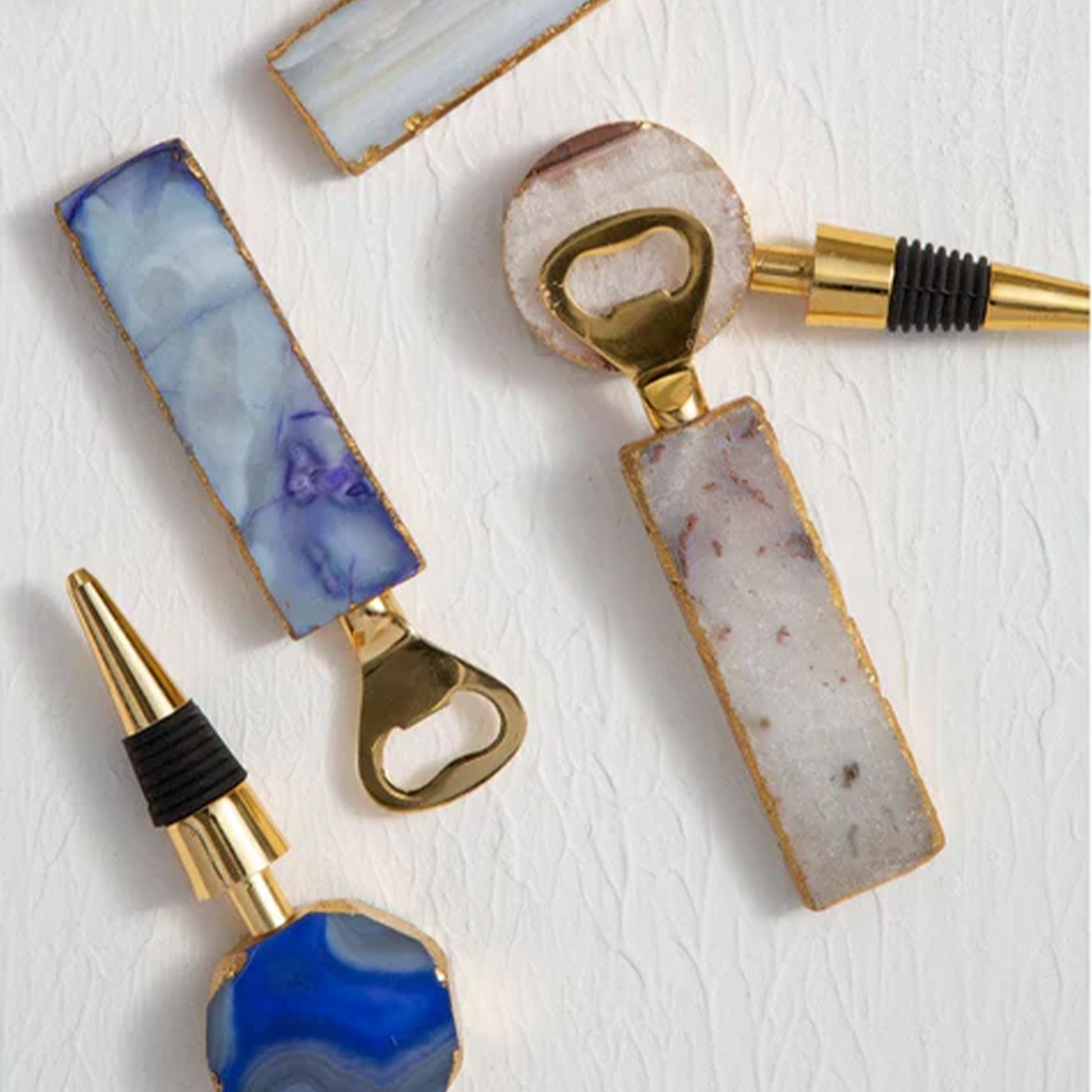 Agate Bottle Opener & Stopper Set