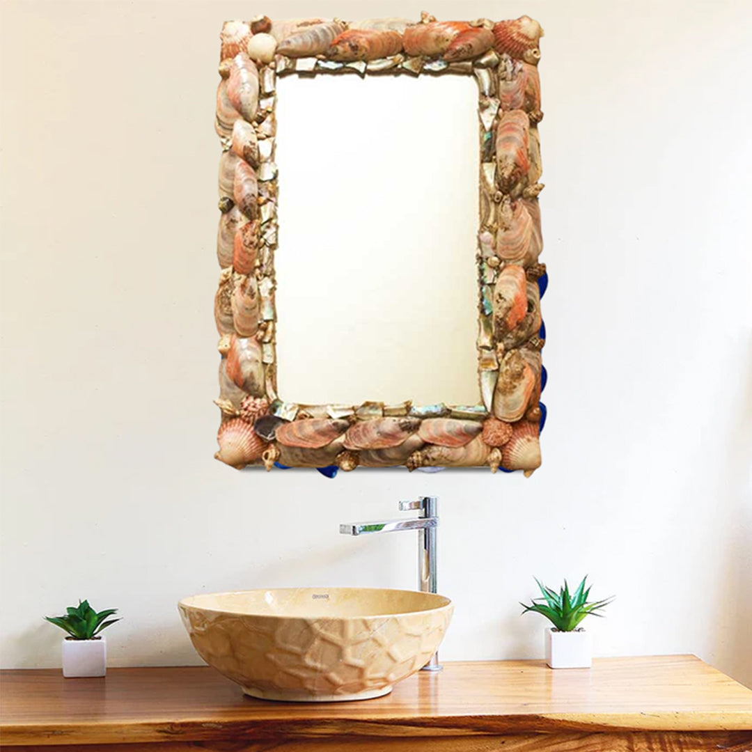 Seashell and Mother of Pearl Encrusted Mirror