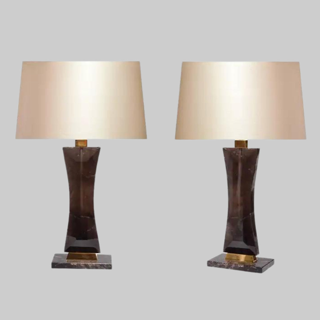 Pair of Modern Smoky Brown Rock Crystal Quartz Lamps