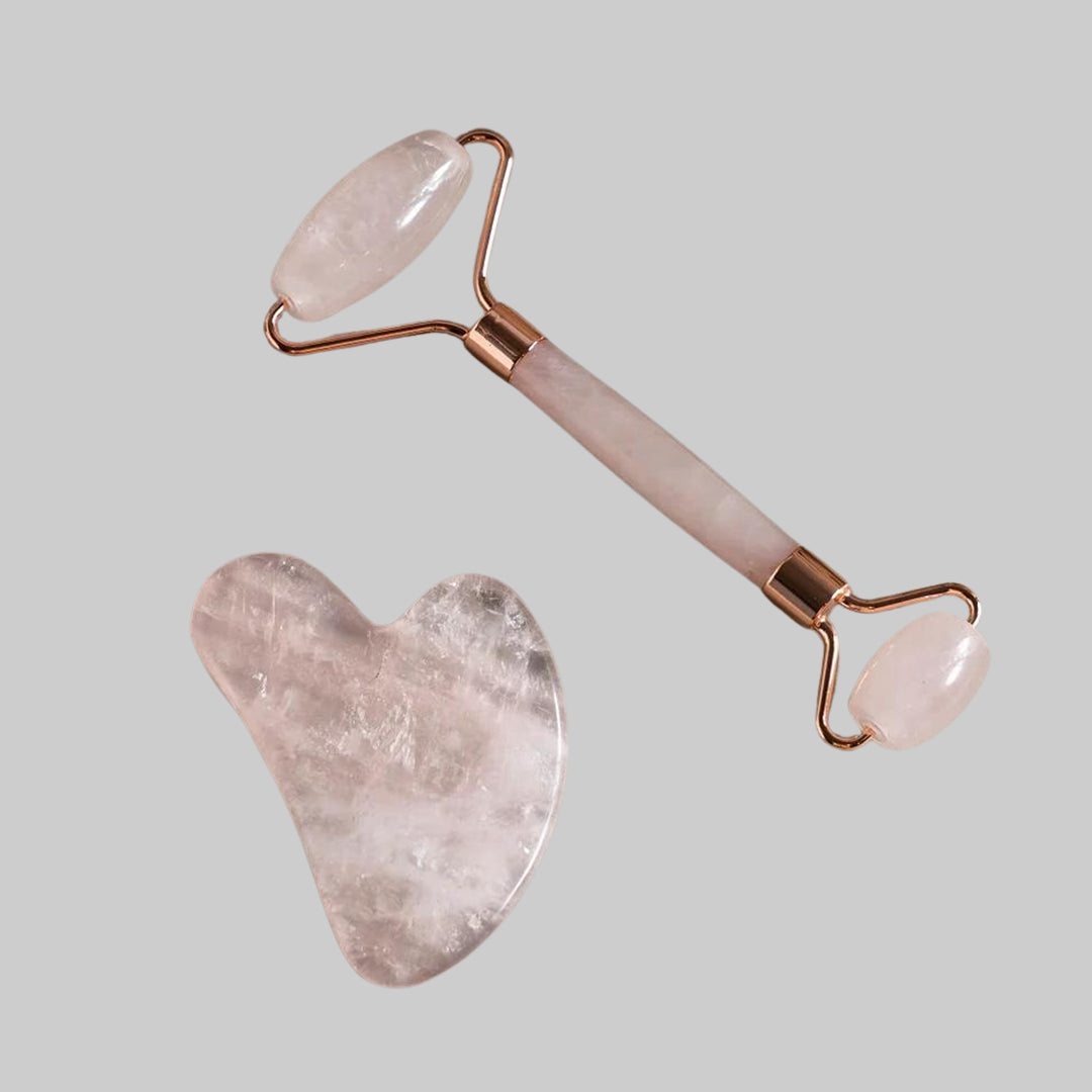 Rose Quartz Roller Slimming Face Massager and Roller Stone