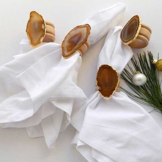 Agate Geode & Leather Napkin Rings